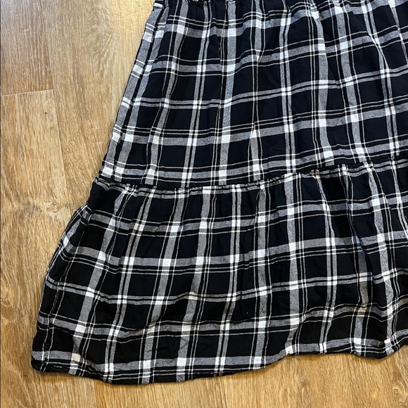 Asos Violet Romance Midi Dress Puff Sleeve Tiered Black White Plaid Check Size 4 - Picture 6 of 14